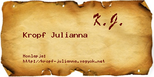 Kropf Julianna névjegykártya
